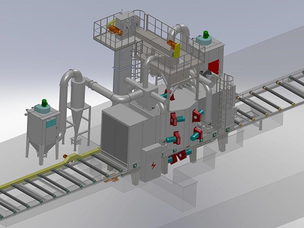 大型鋼結構輥道通過式拋丸清理機